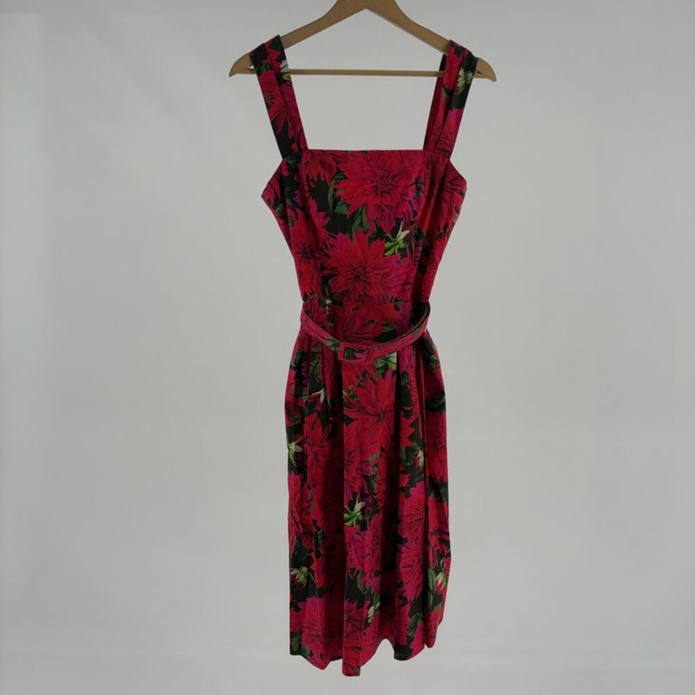 Oscar de la Renta Square Neck Dahlia Poplin Dress
